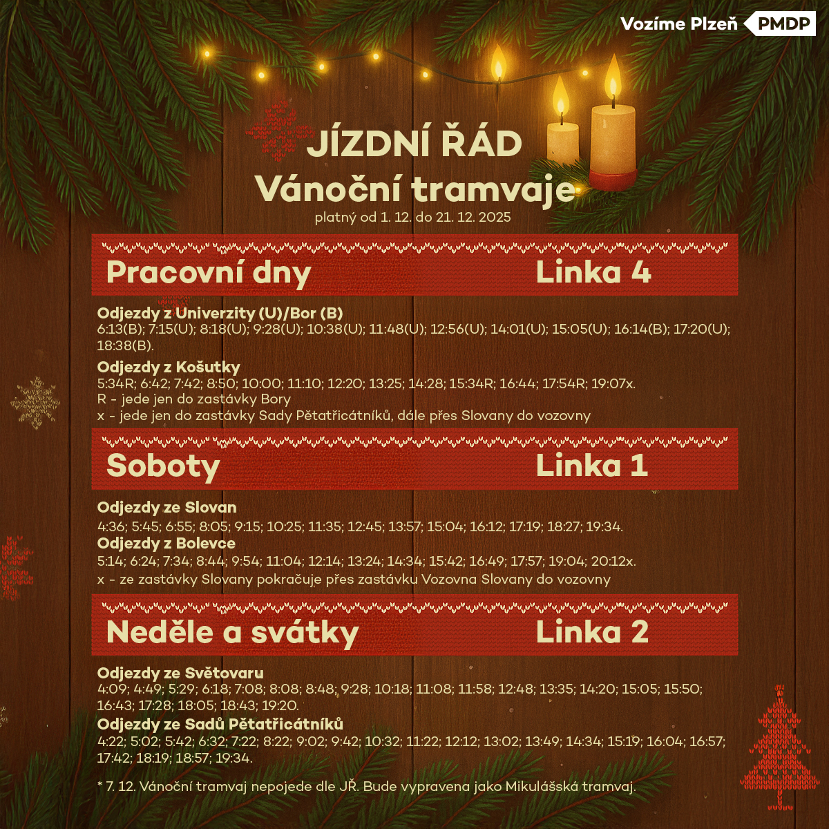 Vánoční tramvaj JŘ