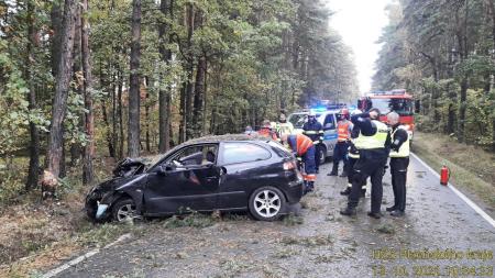 Vážná nehoda na okraji Plzně. Mladý řidič naletěl s vozidlem do stromu