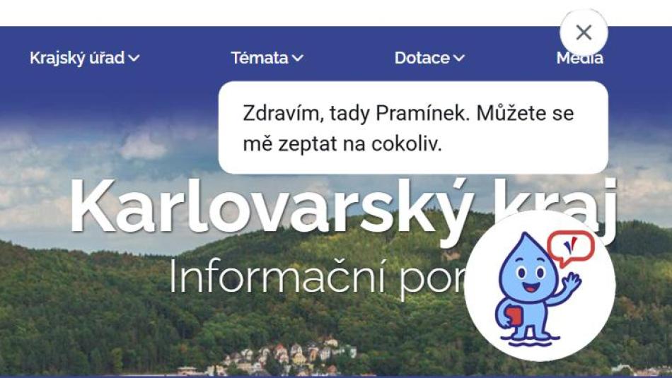 Nový virtuální asistent Pramínek poradí občanům s hledáním na krajském webu