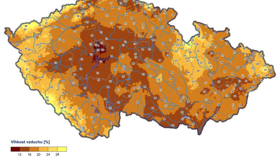 Hodnoty vlhkosti vzduchu jsou v České republice mimořádně nízké!