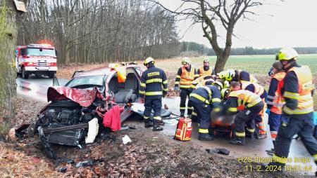 Mladý řidič narazil s autem do stromu, těžce se zranil