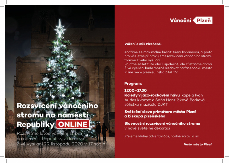 Plzeň už má svůj vánoční strom. Slavnostní rozsvícení bude možné sledovat jen na internetu a ZAK TV