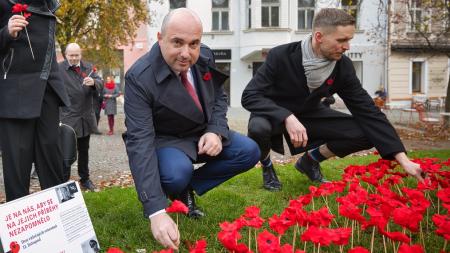 Plzeň uctila válečné veterány, jejich hrdinství připomínají květy vlčího máku