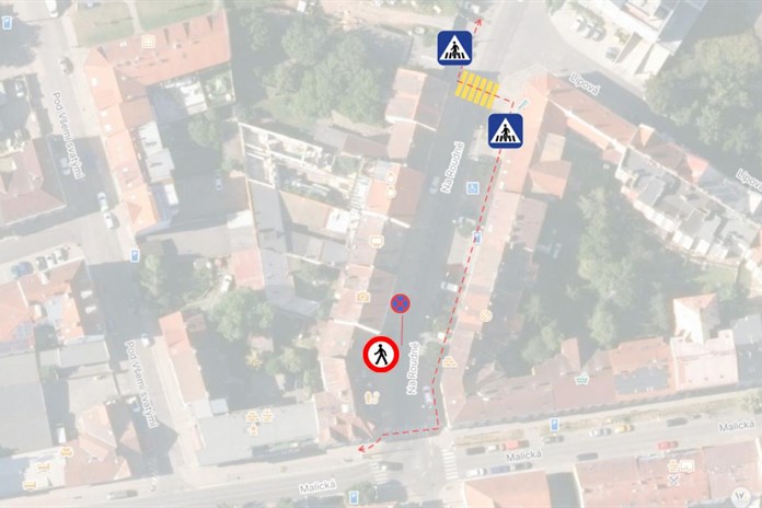 Stavební práce uzavřou chodník v ulici Na Roudné