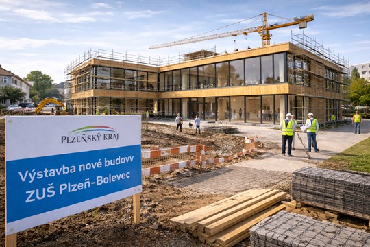 Starý barák nahradí skleněný unikát. Plzeňský kraj staví v Bolevci novou ZUŠ za 100 milionů